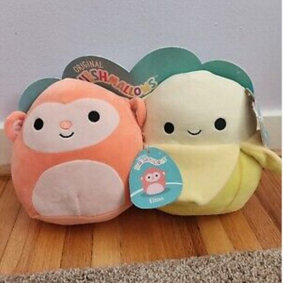 Squishmallows 8” Perfect Pairs - Elton Monkey & Junie Banana - US EXCLUSIVE - Picture 1 of 10